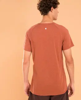 fitnes Pánske tričko na jemnú jogu krátky rukáv z prírodných materiálov terakota