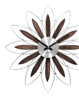 Hodiny Drevené strieborné hodiny LAVVU CRYSTAL Flower LCT1110, 50cm