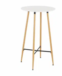 Jedálenské stoly Barový stôl, biela/dub, priemer 60 cm, IMAM