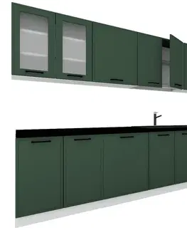 Modulový kuchynský nábytok Kuchynská linka 260 zelená mat bez dosky