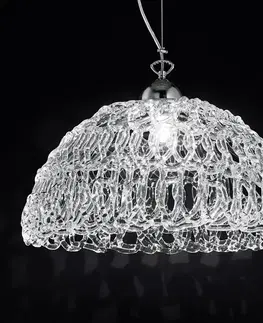 Závesné svietidlá Novaresi Priehľadná sklenená závesná lampa Cobweb 46 cm