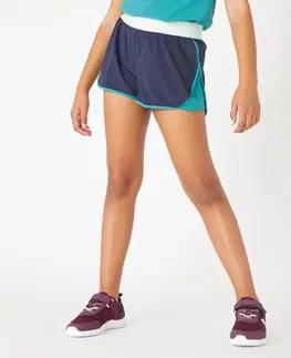 gymnasti Dievčenské šortky na cvičenie 500 modro-zelené