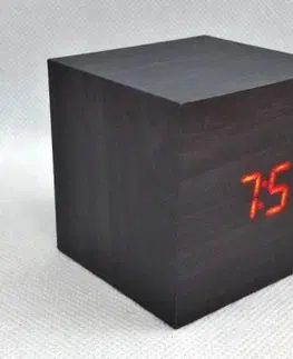 Digitálne budíky Čierny LED budík kocka s dátumom EuB 8467, 6 cm