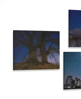 Zostavy obrazov Set obrazov tajomná nočná príroda