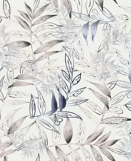 Závesy Záves dekoračný alebo látka, Fine Jaseňové lístie, šedá a béžová, 150 cm 150 cm
