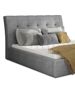 Postele NABBI Ikaria UP 160 čalúnená manželská posteľ s roštom tmavosivá