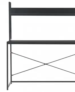Pracovné stoly Písací stôl 120x60 cm s policou Dekorhome Čierna