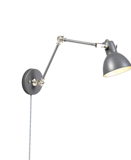 Nastenne lampy Industriálne nástenné svietidlo šedé nastaviteľné - Dazzle