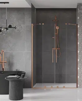 Sprchovacie kúty MEXEN/S - Velar Duo posuvné sprchové dvere 160, transparent, meď kartáčovaná 871-160-000-02-65