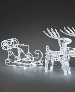 Vianočné dekorácie Vianočná vonkajšia dekorácia Sane s jeleňmi, 96 LED