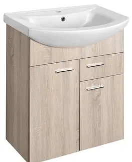 Kúpeľňa AQUALINE - ZOJA umývadlová skrinka 61,5x74x32cm, 2x dvierka, 1x zásuvka, dub platin 51165