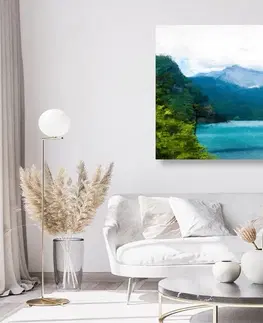 Obrazy prírody a krajiny Obraz maľované horské jazero