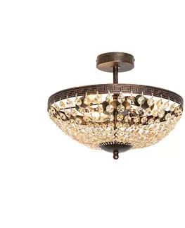 Stropne svietidla Klasické stropné svietidlo bronzové a krištáľové 3-svetlo - Mondrian