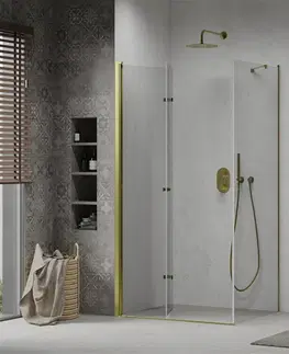 Sprchovacie kúty MEXEN/S - LIMA sprchovací kút 90x100, transparent, zlatá 856-090-100-50-00