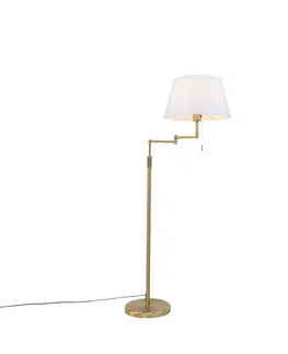 Stojace lampy Stojacia lampa bronzová s bielym tienidlom a nastaviteľným ramenom - Ladas Deluxe