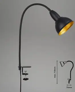 Stolové lampy s klipom Briloner Upínacia lampa Hygge Comfort light Retro, čierna