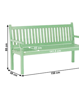Záhradné lavice KONDELA Kolna drevená záhradná lavička 150 cm neo mint