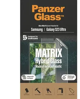 Ochranné fólie pre mobilné telefóny Ochranné sklo PanzerGlass Matrix UWF AB FP wA pre Samsung Galaxy S23 Ultra, čierna 7320