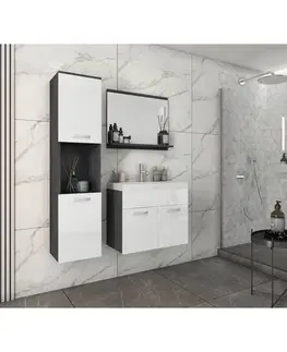 Kúpeľňové zostavy Kúpeľňa 4-dielna, Antracit/biela Vl