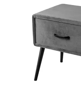 Nočné stolíky LuxD Dizajnový nočný stolík Violetta tmavosivý zamat