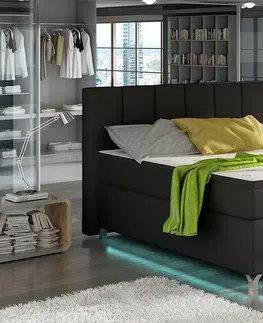 Postele NABBI Barino 160 čalúnená manželská posteľ s úložným priestorom čierna (Soft 11)