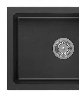 Kuchynské drezy SAPHO SAPHO - Drez granitový zabudovateľný s odkvapom, 78x44cm, čierny GR7204