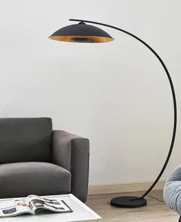 Stojacie lampy do obývačky Lindby Lindby Emilienne oblúková stojanová, čierno-zlatá