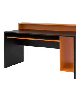 Herné stoly PC stôl/herný stôl, čierna matná/oranžová, TEZRO