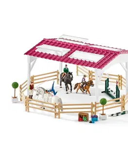 Drevené hračky Schleich 42389 Jazdecká škola s jazdcami a koňmi