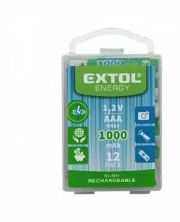 Nabíjacie batérie EXTOL ENERGY Batéria nabíjateľná AAA, 1000mAh, NiMh, 12ks 42062