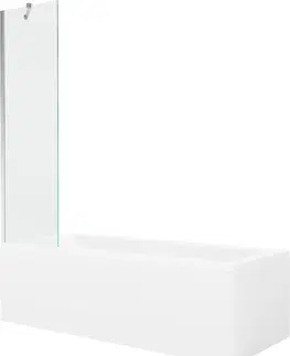 Sprchové dvere MEXEN/S - Cubik obdĺžniková vaňa 160 x 70 cm s panelom + vaňová zástena 50 cm, transparent, chróm 550316070X9505000001