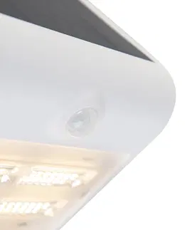 Vonkajsie nastenne svietidla Vonkajšie nástenné svietidlo biele 21,5 cm so stretávacím svetlom a senzorom na solárne - Daya
