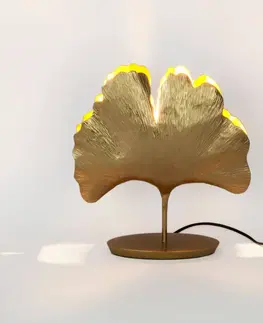 Lampy na nočný stolík Holländer Stolová lampa Ginkgo, zlatá, 36 x 34 cm