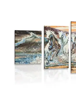 Obrazy zvierat 5-dielny obraz kone tvorené vodou