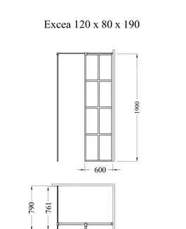 Sprchové dvere HOPA - Walk-in sprchová zástena EXCEA - FARBA rámu - Čierna, Rozmer A - 120, Rozmer B - 80, Rozmer C - 190, Smer zatvárania - Univerzálne Ľavé / Pravé, Výplň - Číre bezpečnostné sklo - 8 mm BCEXCEA8012