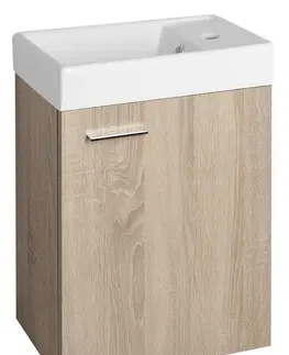 Kúpeľňa AQUALINE - ZOJA skrinka s keramickým umývadlom 40x22 cm, dub platina 51049DP-02