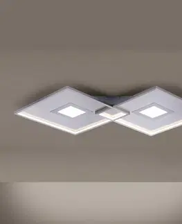 Stropné svietidlá Paul Neuhaus Stropné LED svietidlo Amara, dva štvorce, striebro