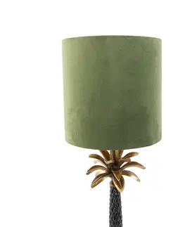 Stolove lampy Stolová lampa v štýle art deco so zamatovým odtieňom zelená 25 cm - Areka
