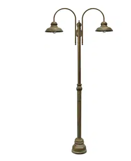 Verejné osvetlenie Moretti Luce Stĺpová lampa Luca mosadz antická meď, dve svetlá