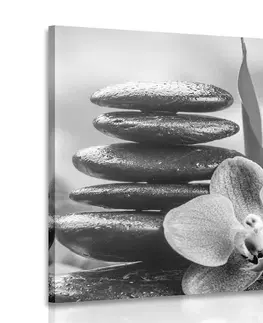 Čiernobiele obrazy Obraz meditačná Zen kompozícia v čiernobielom prevedení
