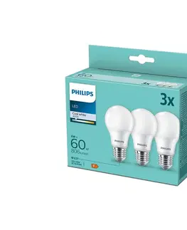 LED osvetlenie Philips SADA 3x LED Žiarovka Philips A60 E27/8W/230V 4000K 