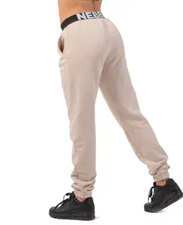 Dámske klasické nohavice Dámske tepláky Nebbia Iconic 408 Cream - XS