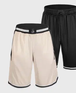 nohavice Basketbalové šortky SH500 obojstranné unisex béžovo-čierne