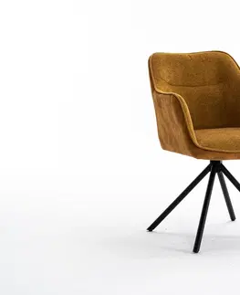 Stoličky - moderné LuxD 28992 Dizajnová otočná stolička Rahiq horčicový zamat