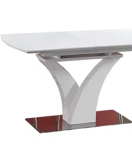 Stoly v podkrovnom štýle Rozkladací stôl Palermo 140/180x80cm Sklo/Mdf/Oceľ – Biely Mat
