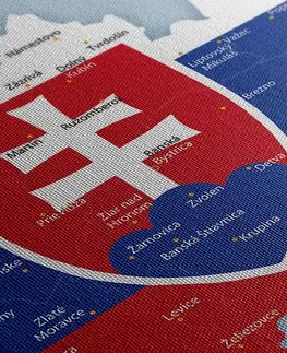 Obrazy na korku Obraz na korku mapa Slovenska so štátnym znakom