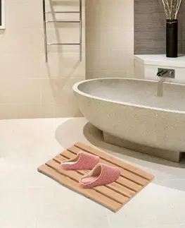 Kúpeľňové predložky Protišmyková predložka do kúpeľne, prírodný lakovaný bambus, KLERA