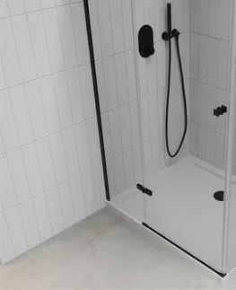 Vane MEXEN/S - Roma sprchovací kút 80x100, transparent, čierna + biela vanička so sifónom 854-080-100-70-00-4010B
