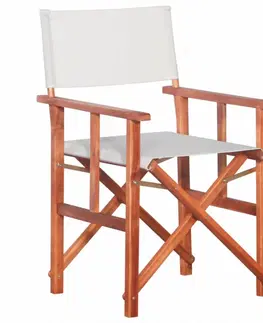 Záhradné kreslá a stoličky Režisérska stolička akáciové drevo Dekorhome Biela