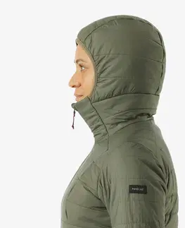 bundy a vesty Dámska syntetická bunda MT100 s kapucňou na horskú turistiku do -5 °C